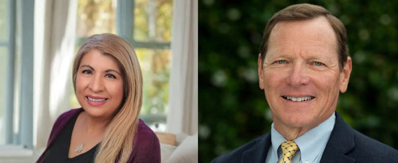 Portraits of the two endorsed candidates, Sylvia Lemus and Tom Schwedhelm, side by side.